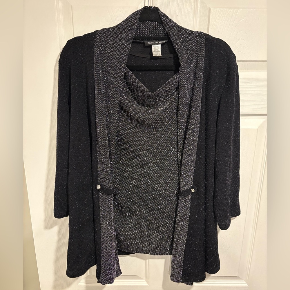 🌷Soft Works Metallic Knit 2-Piece Tank & Cardigan Set – Lined – Size L 3/$30